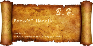 Barkó Henrik névjegykártya
